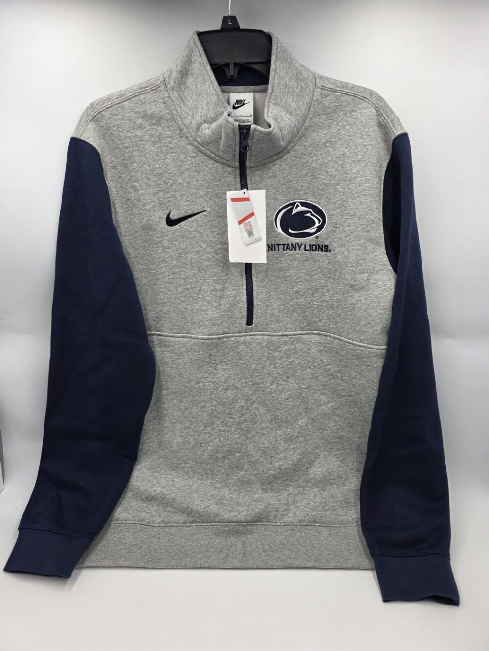 Nike Men’s Penn State Nittany Lions Grey & Navy Half-Zip Pullover size L